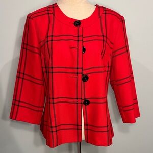 Kim Rogers Signature Red Plaid Women's blazer Size L